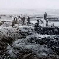 Výstavba okruhu v oblasti ostrovačických zatáček, 1930.