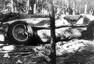 Farinovo rozbité Maserati 4CLT/48 ve „Farinově zatáčce“, Masarykův okruh, 1949.