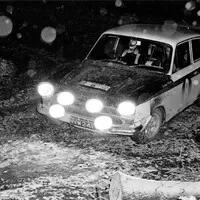 Clark s Lotusem-Cortina Mk1 během RAC Rally, 1966.