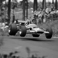 Graham Hill na okruhu Nürburgring, Lotus 49B, 1969.