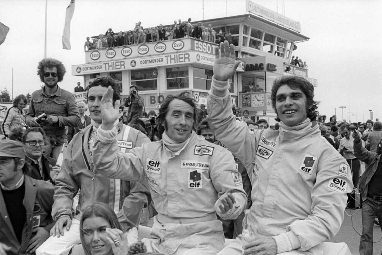 Stewart a týmový kolega Cevert, Nürburgring, 1973