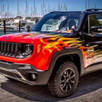 Jeep přiveze na sraz Harleyů plamenné lakování (opravdové)