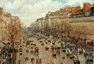 Paříž v období La Belle Époque, obraz Boulevard Montmartre od Camille Pissaro, zdroj: Wikipedia