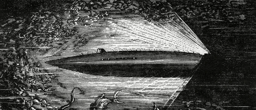 Nautilus od Julese Vernea, ilustrace, zdroj: Encyclopaedia Britannica