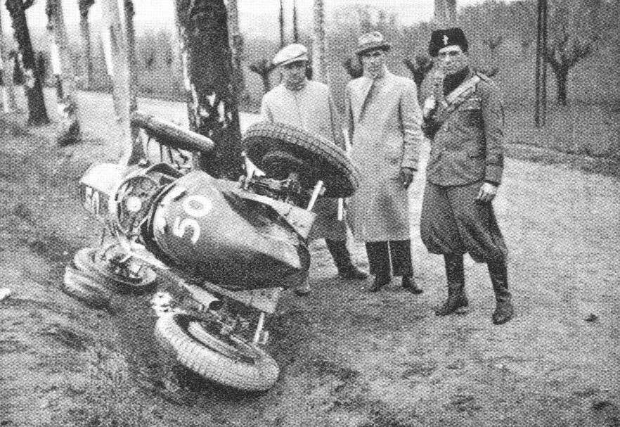 Havarované Nuvolariho Maserati 8CM, Alessandria 1934