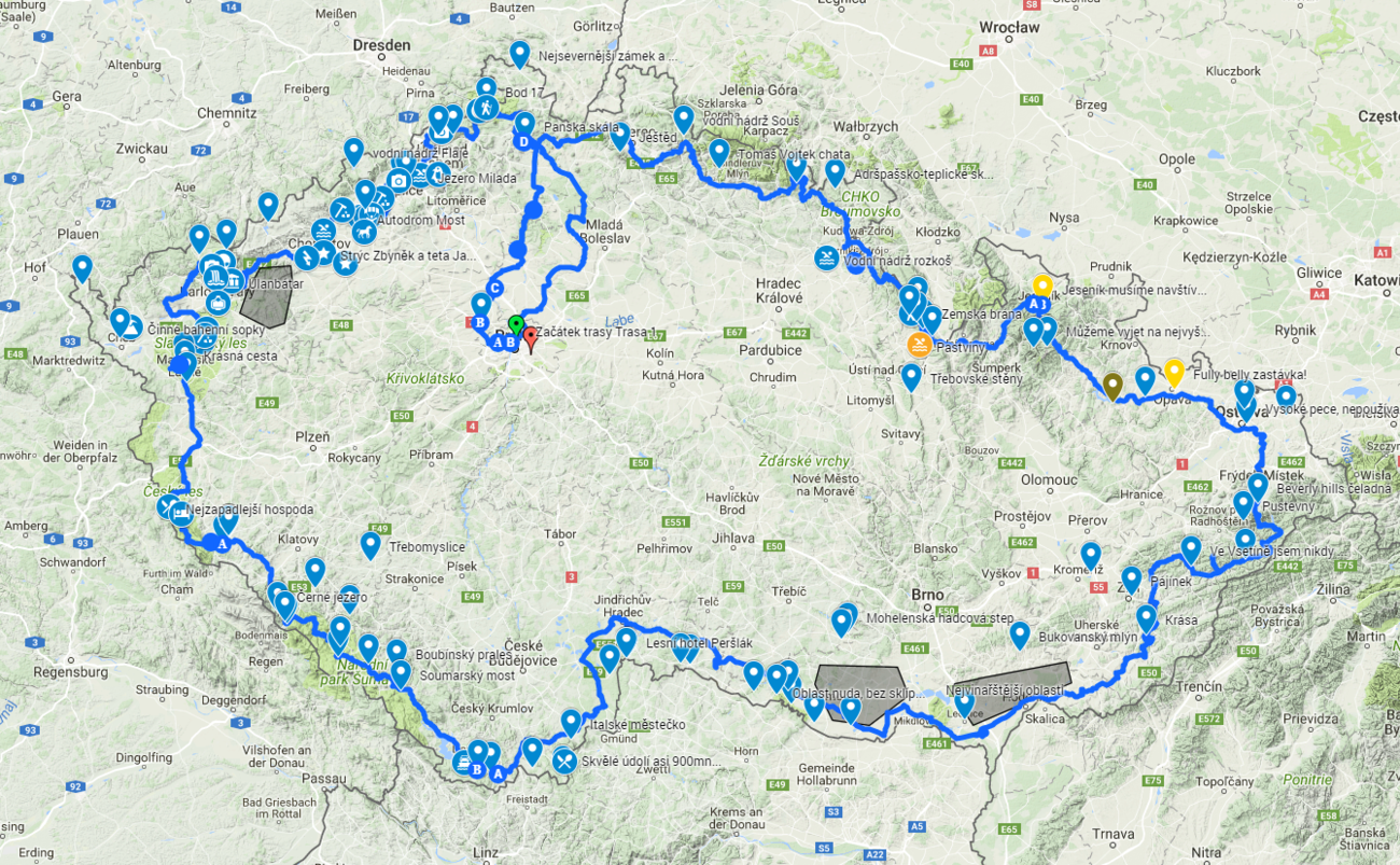 Detailně naplánovaná trasa