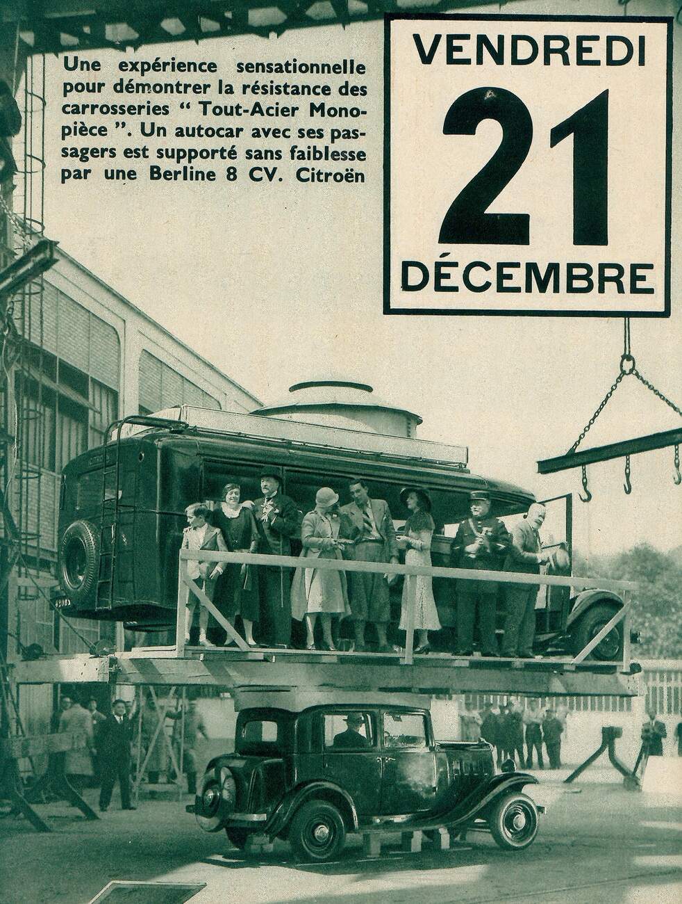 Zkouška tuhosti karoserie Citroën Rosalie, zdroj: Citroën Origins